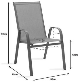 Τραπεζαρία Watson-Calan σετ 3τεμ μέταλλο-textilene καφέ 70x70x70εκ