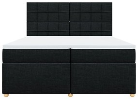 vidaXL Κρεβάτι Boxspring με Στρώμα Μαύρο 200x200 εκ. Υφασμάτινο