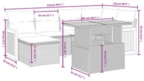 vidaXL Καναπές Κήπου 6 Τεμαχίων Μαύρο από Συνθετικό Ρατάν με Μαξιλάρια