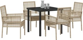 vidaXL Σέτ φαγητού για κήπο 5 τμχ. Μπεζ συνθετικό ρατάν