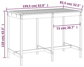 ΤΡΑΠΕΖΙ ΚΗΠΟΥ 159 X 82,5 X 76 ΕΚ. ΑΠΟ ΜΑΣΙΦ ΞΥΛΟ ΠΕΥΚΟΥ 824095