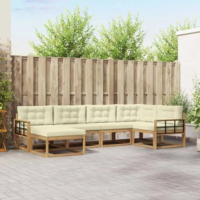vidaXL Σειρά Καναπέ Εξωτερικού 5 pcs Λευκό και Κρεμ Πολυεστέρας