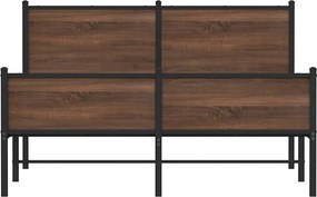 vidaXL Σκελετός Κρεβ. Χωρίς Στρώμα Καφέ Δρυς 150x200 εκ. Μεταλλικό