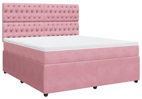 vidaXL Κρεβάτι Boxspring με Στρώμα Ροζ 180x200 εκ. Βελούδινο