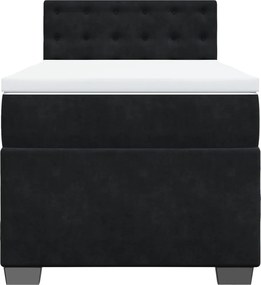 vidaXL Κρεβάτι Boxspring με Στρώμα Μαύρο 90x190 εκ. Βελούδινο