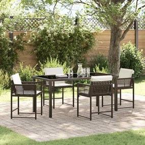 vidaXL Σέτ φαγητού για κήπο 5 pcs Καφέ συνθετικό ρατάν
