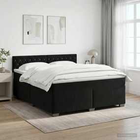 vidaXL Κρεβάτι box spring με στρώμα Μαύρο 180 x 200 cm Βελούδο