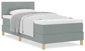 vidaXL Κρεβάτι box spring με στρώμα Ανοιχτό γκρι 100 x 200 cm ύφασμα