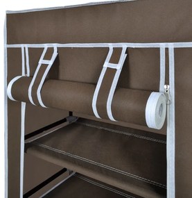 Παπουτσοθήκη με Κάλυμμα Καφέ 58 x 28 x 106 εκ. Υφασμάτινη