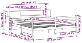 Κρεβάτι Βιβλιοθήκη Χωρίς Στρώμα 200x200 εκ Μασίφ Ξύλο Πεύκου - Λευκό