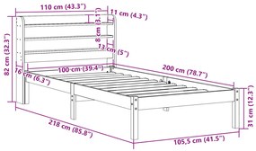 ΣΚΕΛΕΤΟΣ ΚΡΕΒΑΤΙΟΥ ΧΩΡΙΣ ΣΤΡΩΜΑ ΛΕΥΚΟ 100X200 ΕΚ. ΜΑΣΙΦ ΠΕΥΚΟ 3306538