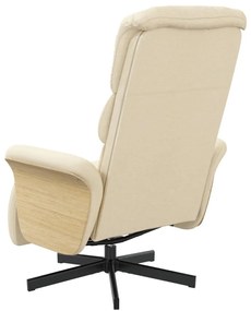 vidaXL Πολυθρόνα Ανακλινόμενη Κρεμ Υφασμάτινη με Υποπόδιο