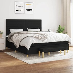 Κρεβάτι Boxspring με Στρώμα Μαύρο 160x200 εκ. Υφασμάτινο - Μαύρο