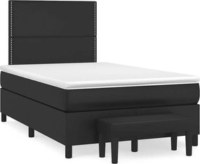 vidaXL Κρεβάτι Boxspring με Στρώμα Μαύρο 120x190εκ.από Συνθετικό Δέρμα