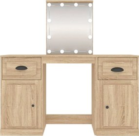 vidaXL Μπουντουάρ με LED Sonoma Δρυς 130 x 50 x 132,5 εκ.