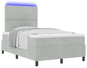 vidaXL κρεβάτι Box Spring με στρώμα και LED  Γκρι 120x190 cm Βελούδο