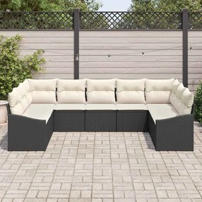vidaXL Σετ Καναπέ με μαξιλάρι 9 pcs Μαύρο συνθετικό ρατάν