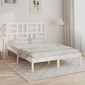 vidaXL Πλαίσιο Κρεβατιού Λευκό 140 x 200 εκ. από Μασίφ Ξύλο