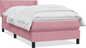 vidaXL Κρεβάτι Boxspring με Στρώμα Ροζ 80x220 εκ. Βελούδινο