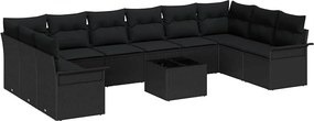 vidaXL Σετ Καναπέ Κήπου με μαξιλάρι 11 pcs Μαύρο Πολυ ράταν