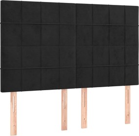 vidaXL Κρεβάτι Boxspring με Στρώμα &amp; LED Μαύρο 140x190 εκ. Βελούδινο