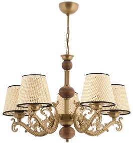 Φωτιστικό Οροφής Fiona Coral Wood 390FLH2299 55x65cm 5xE27 40W Gold-Cream Opviq
