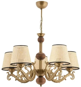 Φωτιστικό Οροφής Fiona Coral Wood 390FLH2299 55x65cm 5xE27 40W Gold-Cream Opviq