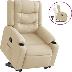 vidaXL Πολυθρόνα Ανακλινόμενη με Ανύψωση Κρεμ Υφασμάτινη