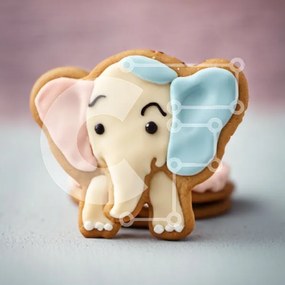 Σετ των 2 Intra Συλλεκτικό Ξύλινο Παζλ Plywood 4mm - Μπισκότο σε σχήμα ελέφαντα με γλάσο και φοντάν Σε Ξύλινο Κουτί - Διαστάσεις: 10x10 cm – 25 κομμάτια