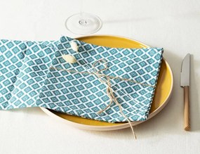 Σετ Πετσέτες φαγητού Etnik Atmosphera με διαστάσεις 40x40cm - Duck blue - 4 τεμάχια