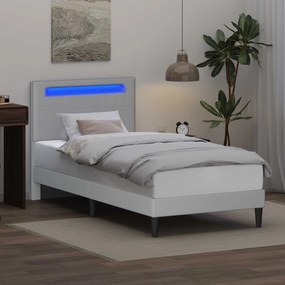 vidaXL Σκελετός Κρεβατιού με κεφαλάρι Λευκό 90 x 190 cm Τεχνητό Δέρμα