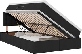vidaXL LED Κρεβάτι αποθήκευσης με στρώμα Μαύρο 120 x 200 cm Ύφασμα