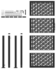 vidaXL Πύλη κήπου Μαύρη 105x205 cm Ατσάλινος Σταυρός Σχεδιασμός