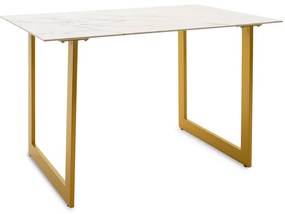 Τραπέζι Paris pakoworld ορθογώνιο γυαλί 8mm σχέδιο μαρμάρου-χρυσό 120x80x75εκ - 029-000087