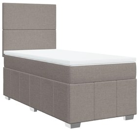 vidaXL Κρεβάτι Boxspring με Στρώμα Taupe 100 x 200 εκ. Υφασμάτινο