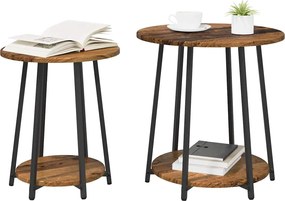 vidaXL Σετ βοηθητικά τραπεζάκια με ράφι 2 pcs Παλιό ξύλο και μαύρο