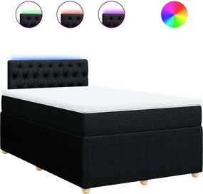 vidaXL Κρεβάτι Boxspring με Στρώμα Μαύρο 120x190 εκ. Υφασμάτινο