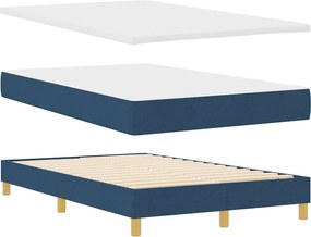 vidaXL LED Κρεβάτι με βάθρο με κεφαλάρι Μπλε 120 x 190 cm ύφασμα