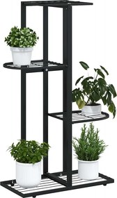 vidaXL Ανθοστήλη 4 Επιπέδων Μαύρη 43 x 22 x 76 εκ. Μεταλλική