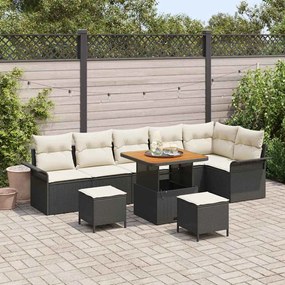 vidaXL Σετ Καναπέ Κήπου 9 pcs Μαύρο συνθετικό ρατάν