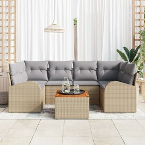 vidaXL Σετ Καναπέ Κήπου 7 Τεμαχίων με Μαξιλάρια Μπεζ Συνθετικό Ρατάν