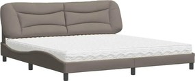 vidaXL Κρεβάτι με Στρώμα Hvar Taupe 200x200 εκ. Υφασμάτινο