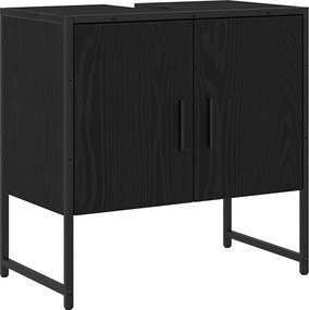 vidaXL Σετ Επίπλων Μπάνιου Επιτοίχιο 2 pcs Μαύρο Επεξεργασμένο ξύλο