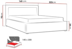 Κρεβάτι Pomona 102, Διπλό, Τυρκουάζ, 140x200, Ταπισερί, Τάβλες για Κρεβάτι, 160x223x93cm, 83 kg | Epipla1.gr