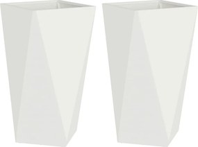 vidaXL Γλάστρα 2 τμχ. Λευκό 40 x 40 x 75 cm Ατσάλι