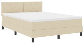 vidaXL κρεβάτι με ελατήριο  και στρώμα μπεζ 140x200 εκ. υφάσματος