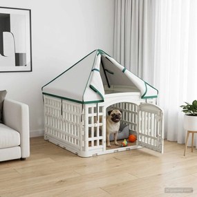 vidaXL 4 Πάνελ Τσουληθράκι με Σκεπή 60 x 60 x 82 εκ Πλαστικό Λευκό