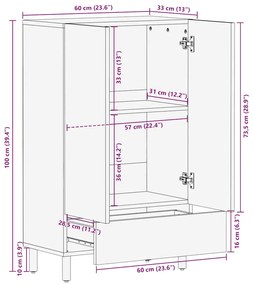 HIGHBOARD ΚΑΦΕ 60X33X100 CM ΜΑΣΙΦ ΞΥΛΟ MANGO 4017750