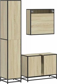 vidaXL Σετ Επίπλων Μπάνιου 3 Τεμαχίων Sonoma Δρυς Επεξεργασμένο Ξύλο