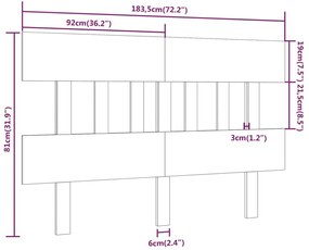 Κεφαλάρι Κρεβατιού Μαύρο 183,5x3x81 εκ. Μασίφ Ξύλο Πεύκου - Μαύρο